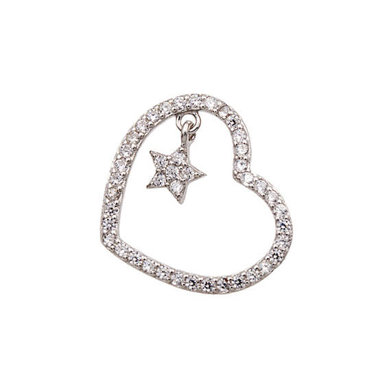 Colgante plata coraz&oacute;n estrella circonitas